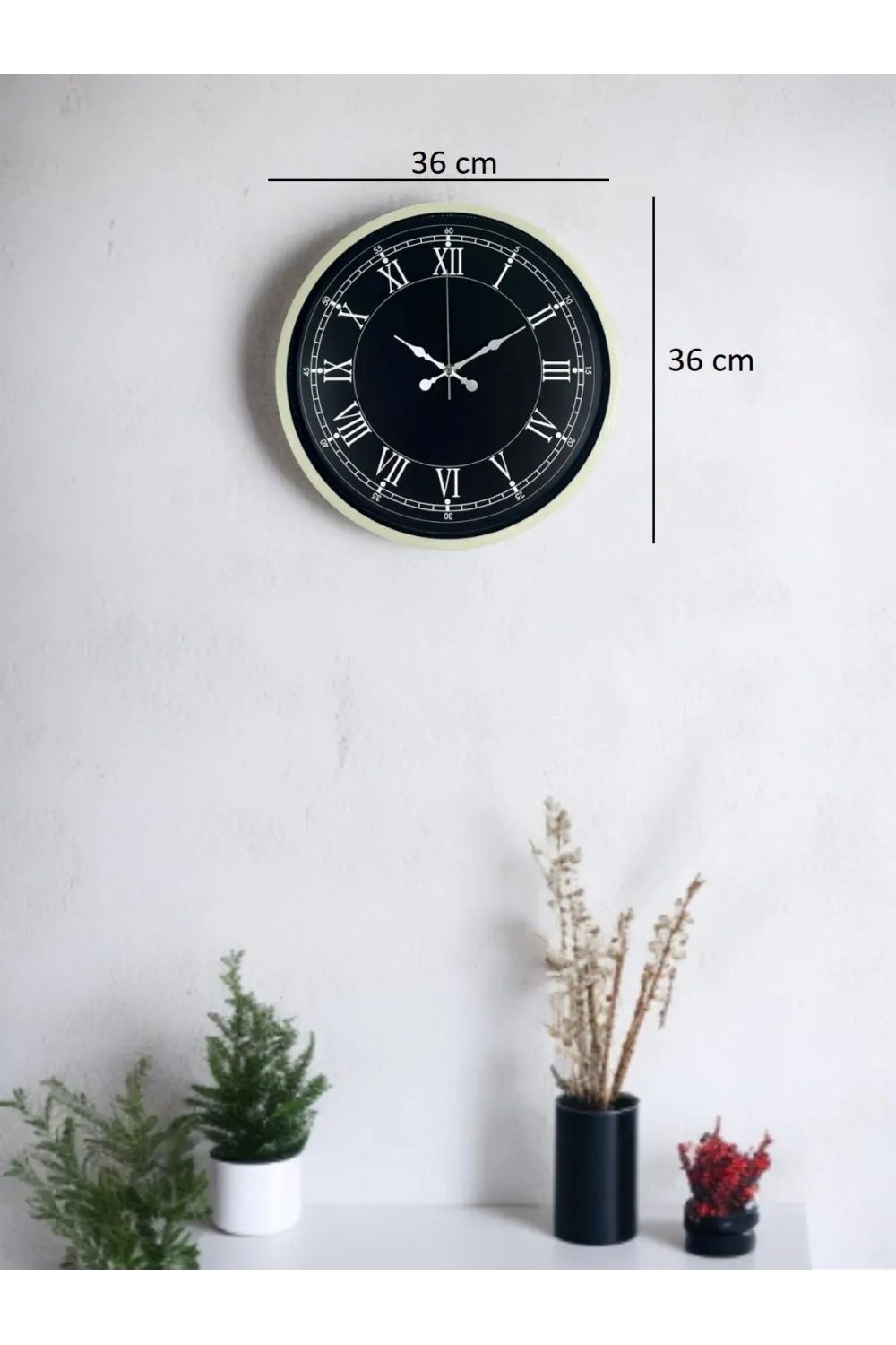 36 Cm Krem Dekoratif Duvar Saati