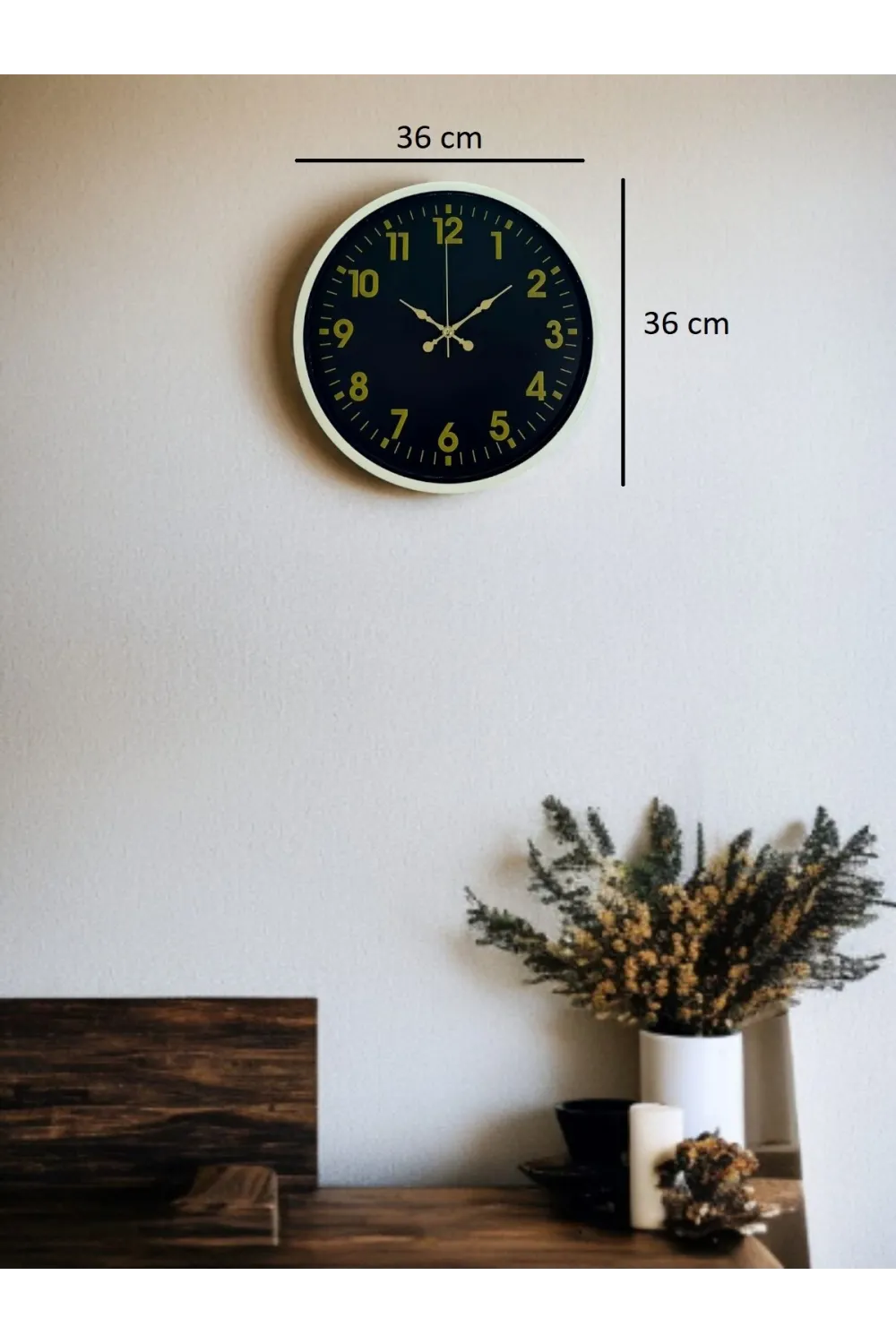 36 Cm Krem Gold Rakamlı Duvar Saati