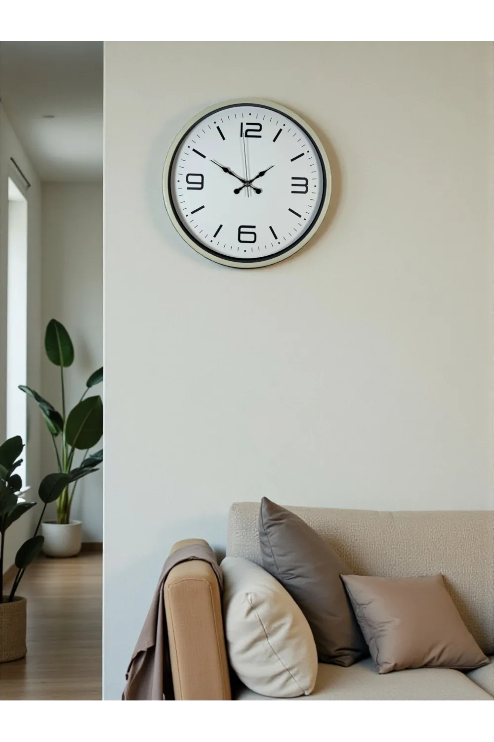 36 Cm Krem Modern Dekoratif Duvar Saati