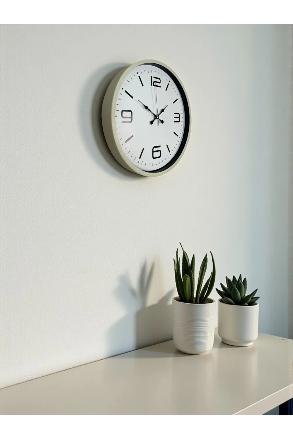 36 Cm Krem Modern Dekoratif Duvar Saati