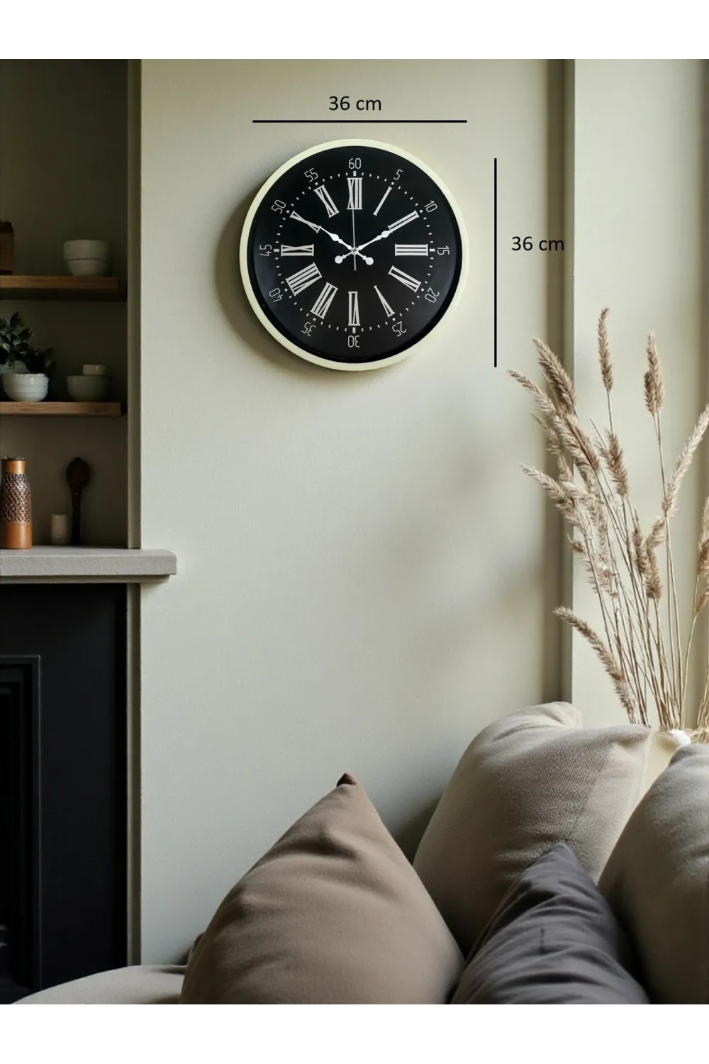 36 Cm Krem Modern Duvar Saati