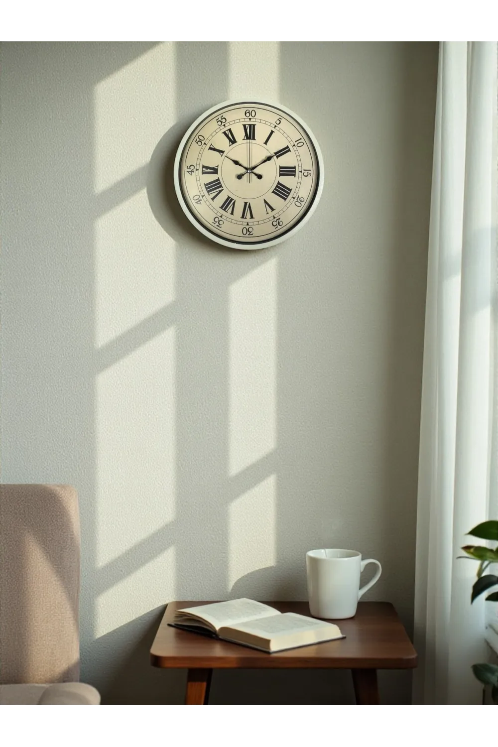 36 Cm Krem Retro Tasarım Duvar Saati