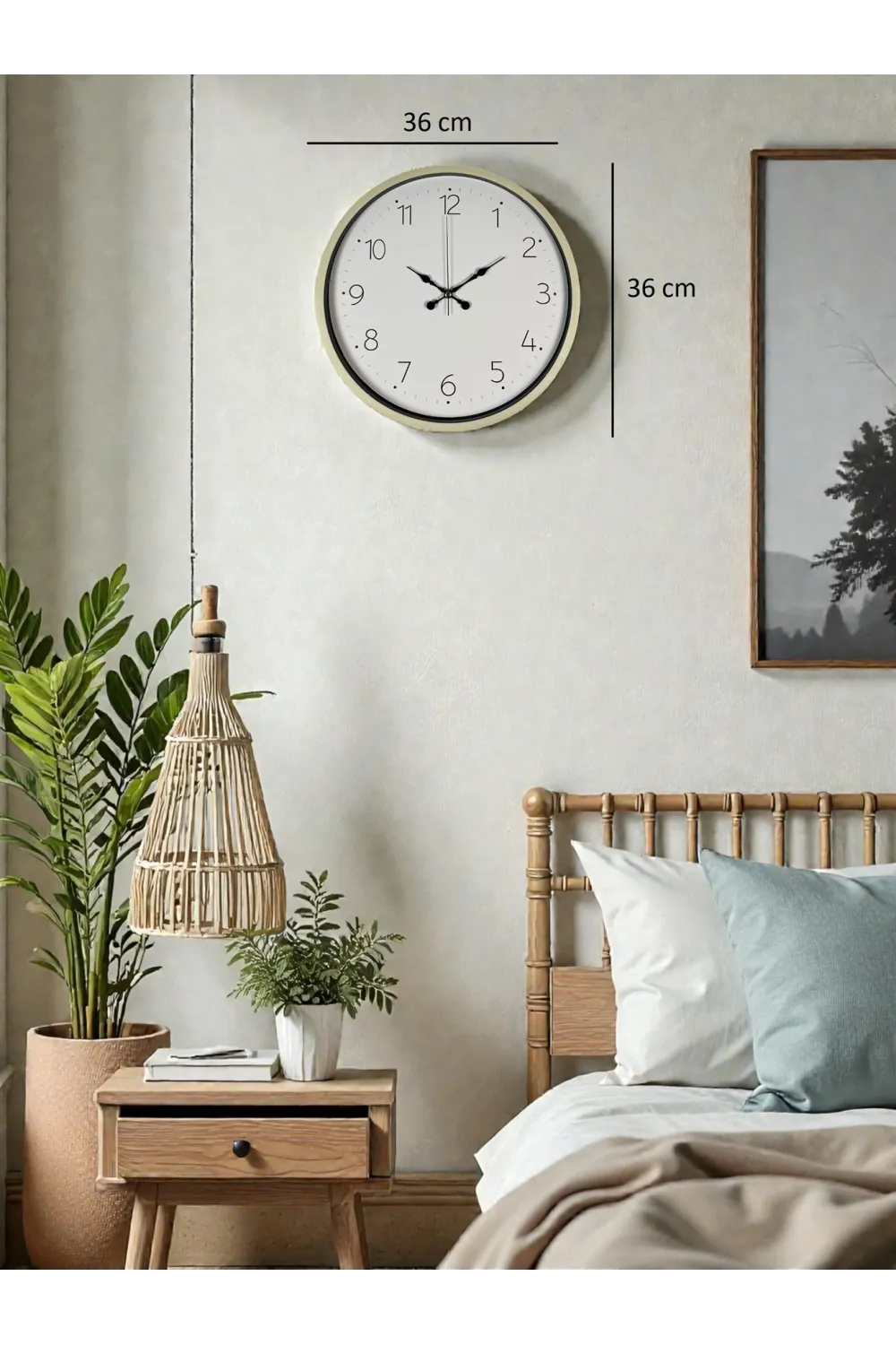 36 Cm Krem Sade Dekoratif Duvar Saati