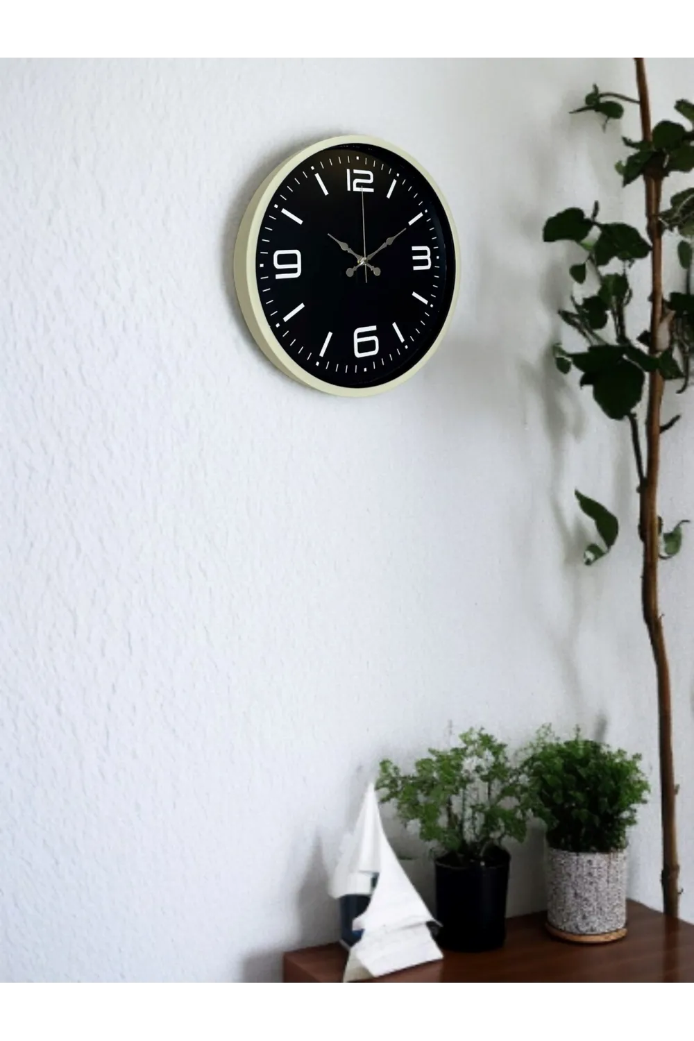 36 Cm Krem Şık Dekoratif Duvar Saati