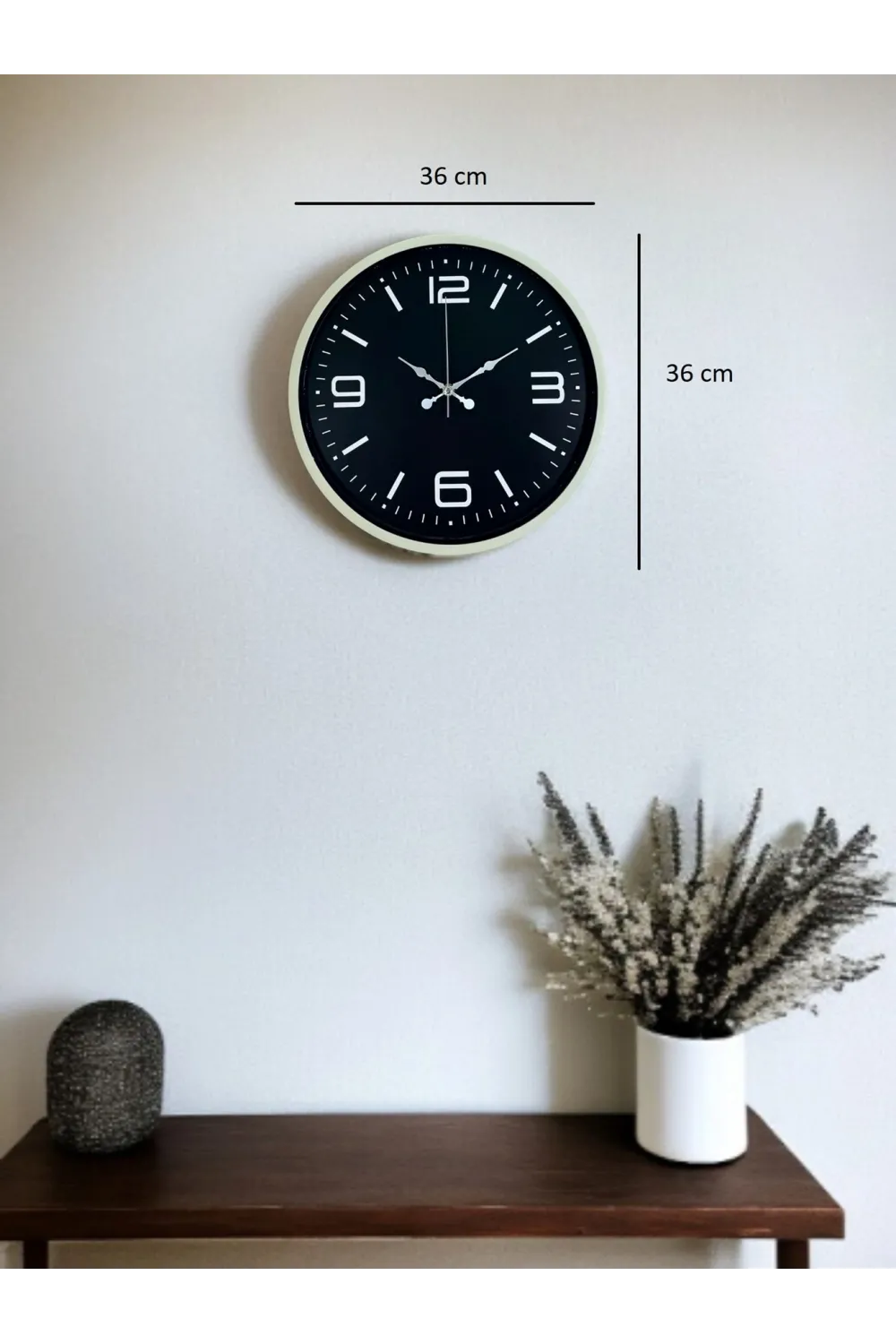 36 Cm Krem Şık Dekoratif Duvar Saati