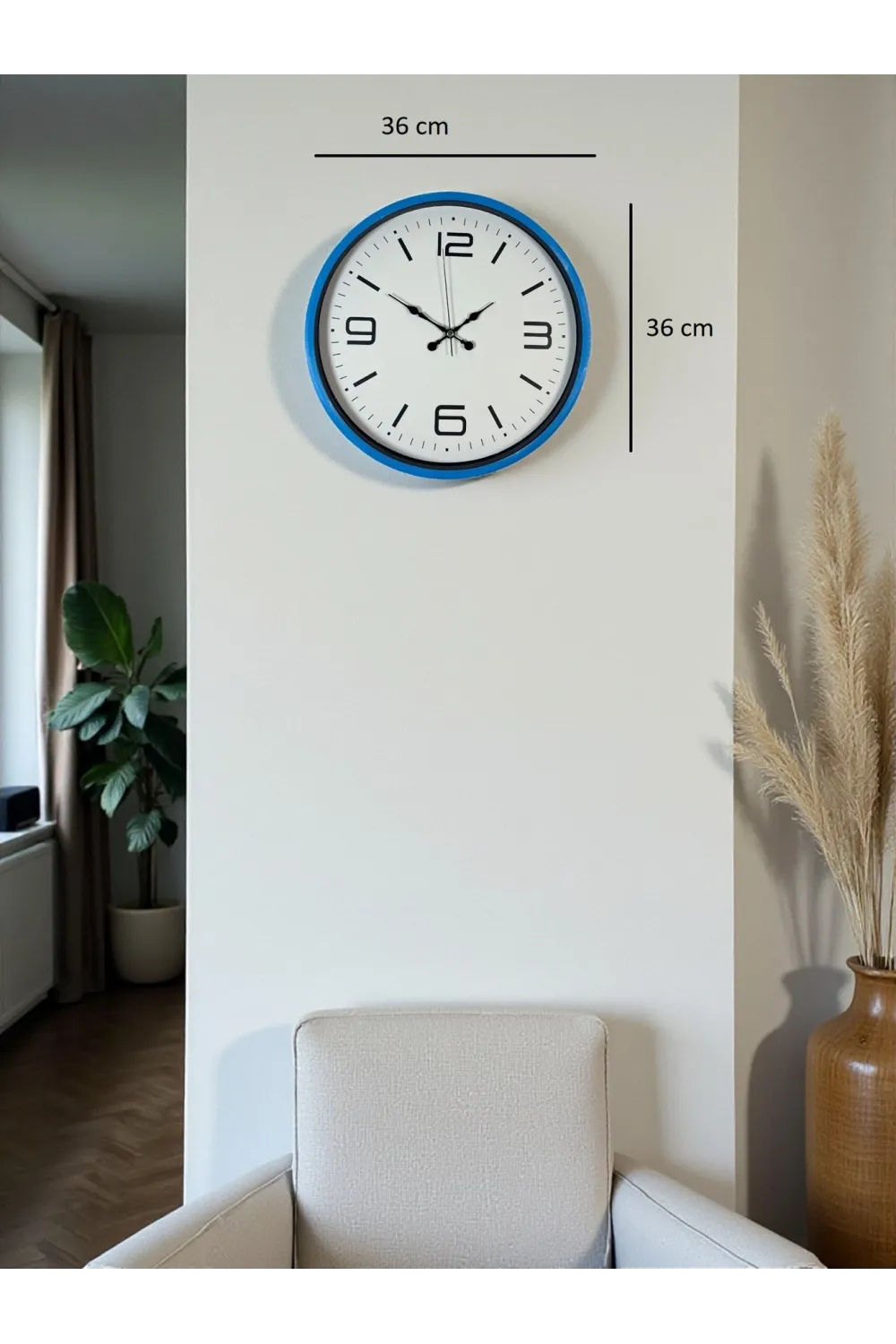 36 Cm Mavi Dekoratif Duvar Saati