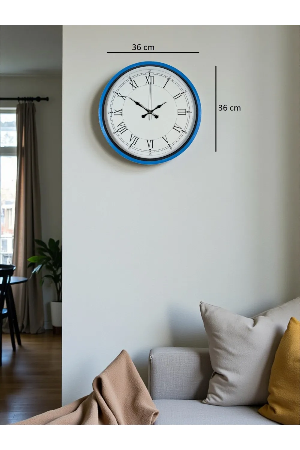 36 Cm Mavi Roma Rakamlı Duvar Saati