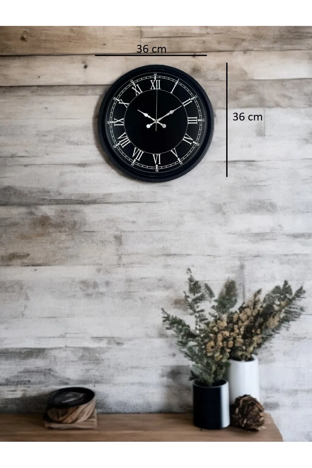 36 Cm Modern Siyah Duvar Saati