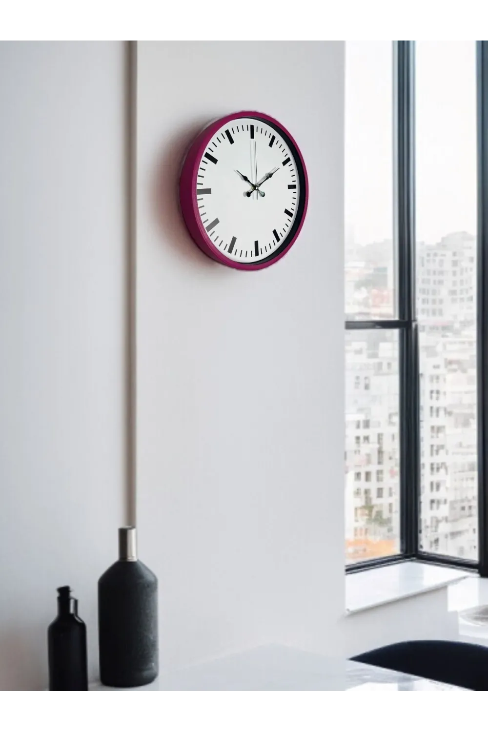 36 Cm Pembe Dekoratif Duvar Saati