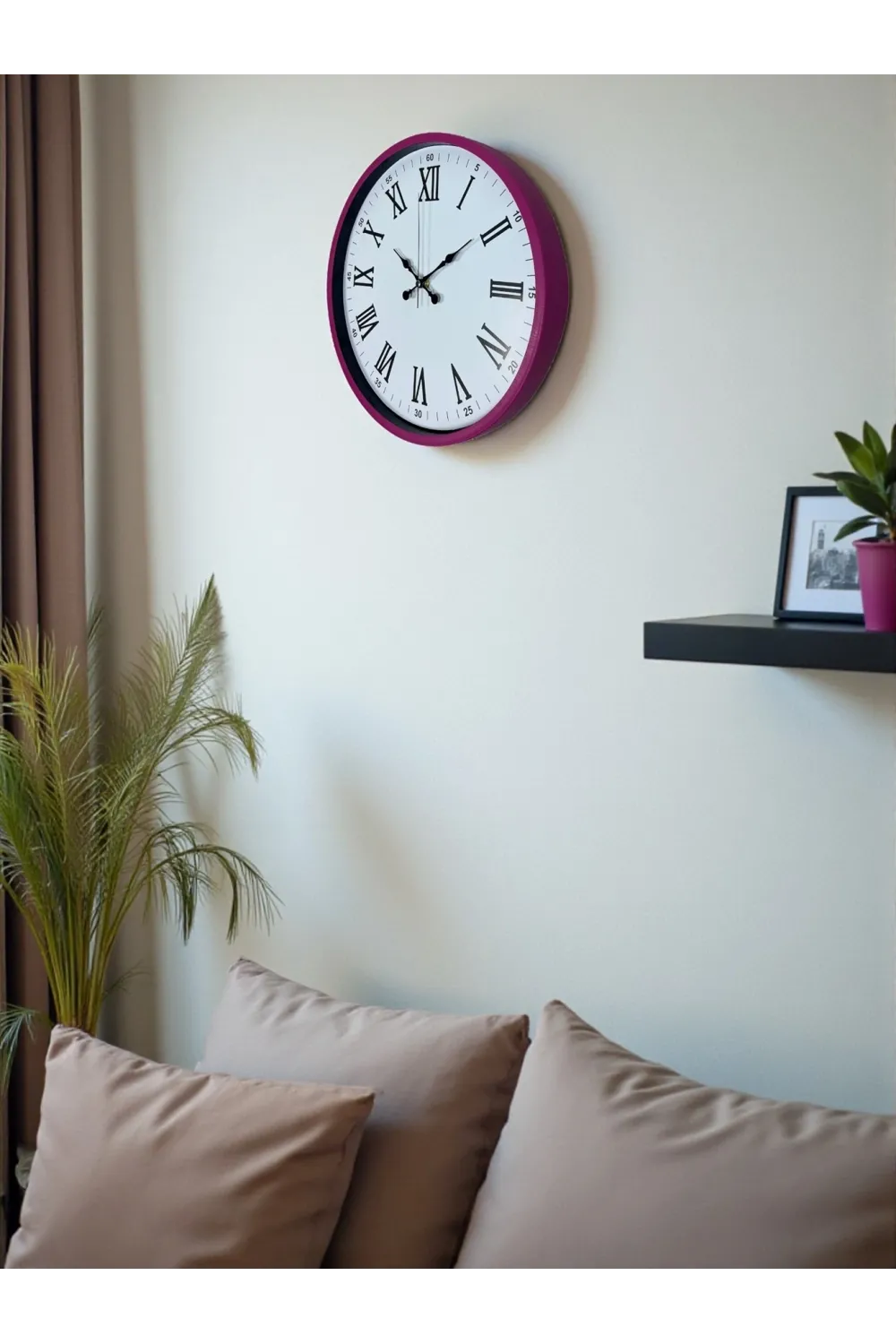 36 Cm Pembe Roma Rakamlı Duvar Saati