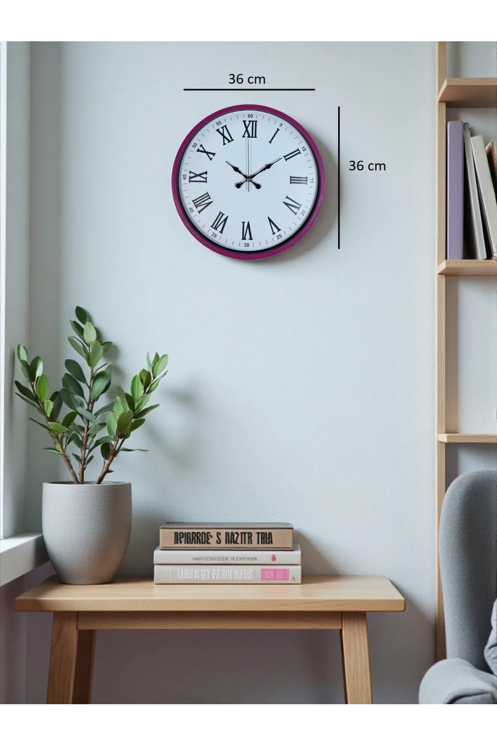 36 Cm Pembe Roma Rakamlı Duvar Saati