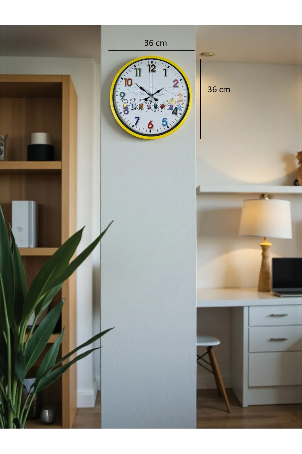36 Cm Sarı Çocuk Odası Duvar Saati