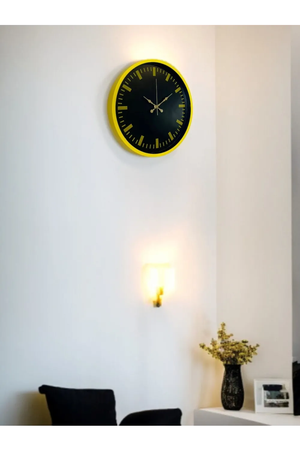 36 Cm Sarı Dekoratif Duvar Saati