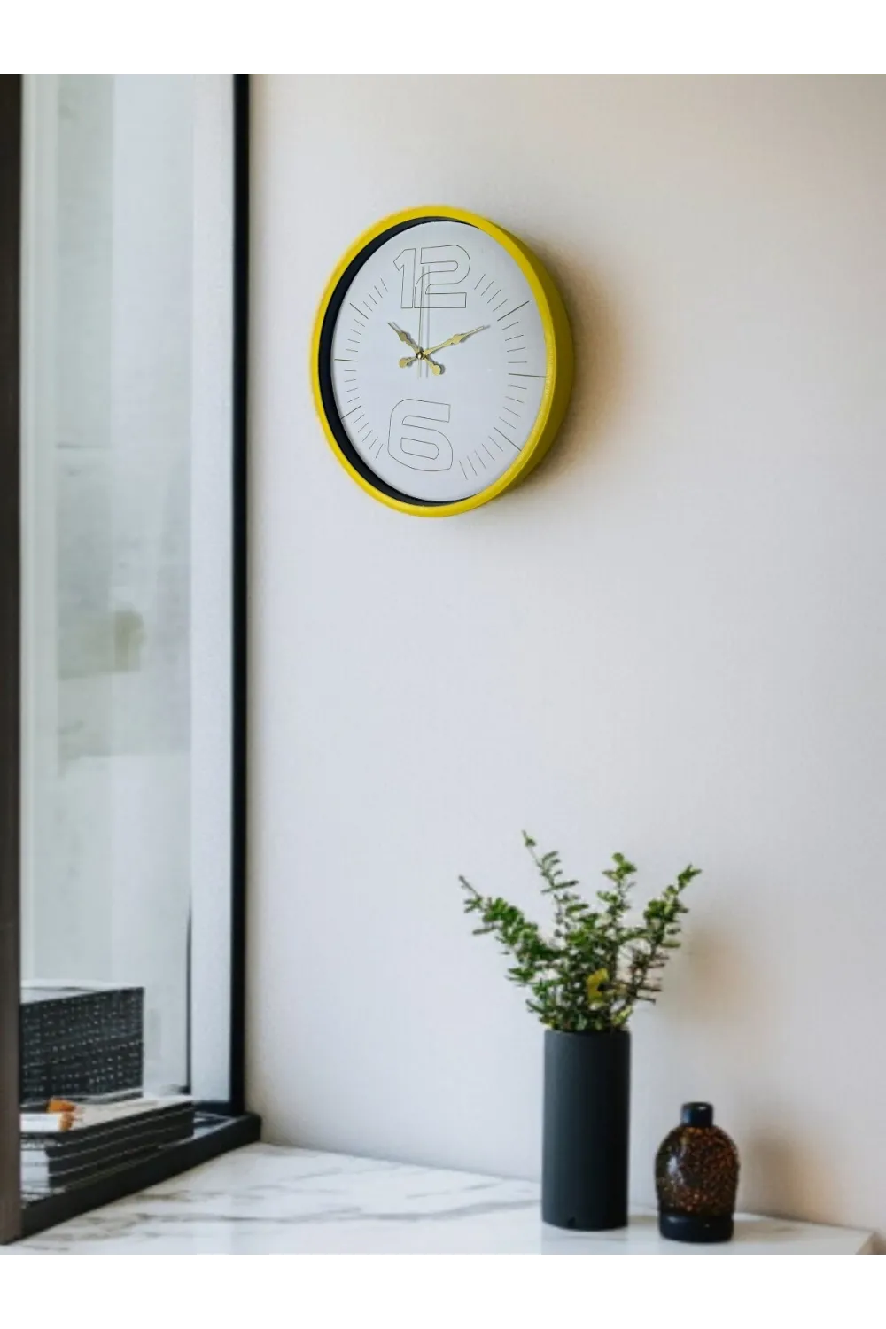 36 Cm Sarı Dekoratif Duvar Saati