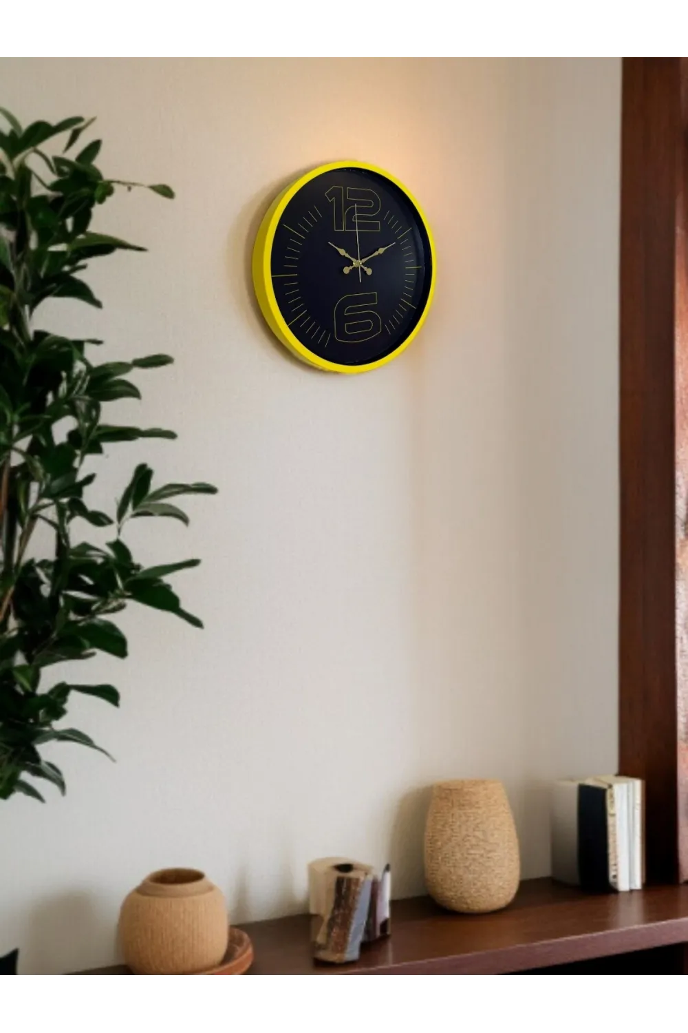 36 Cm Sarı Dekoratif Duvar Saati