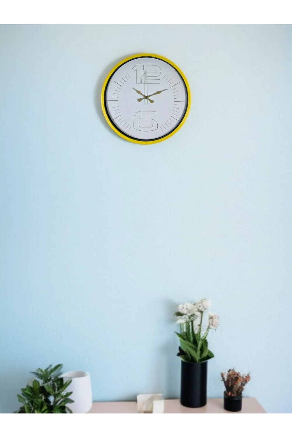 36 Cm Sarı Dekoratif Duvar Saati
