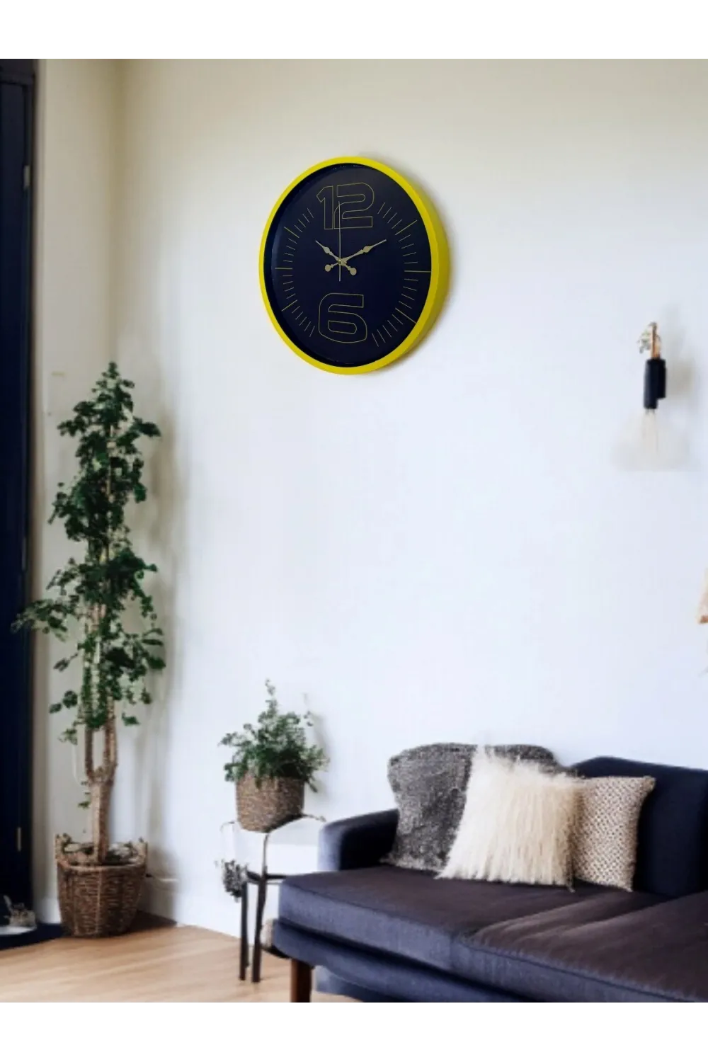 36 Cm Sarı Dekoratif Duvar Saati