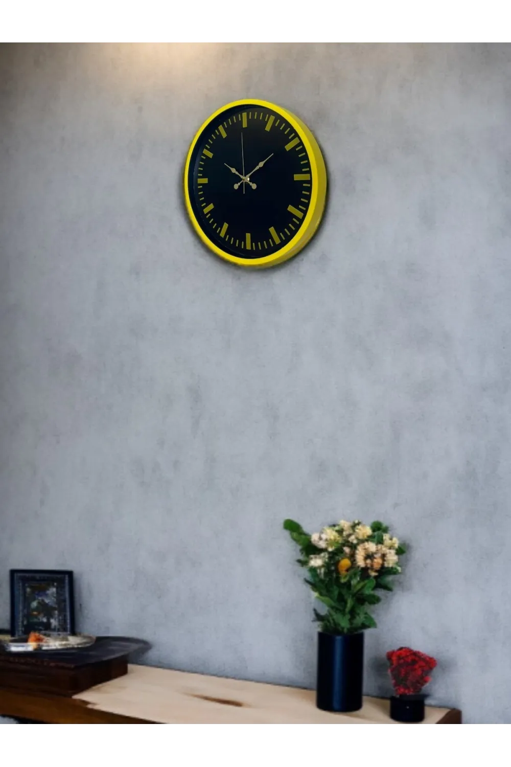36 Cm Sarı Dekoratif Duvar Saati