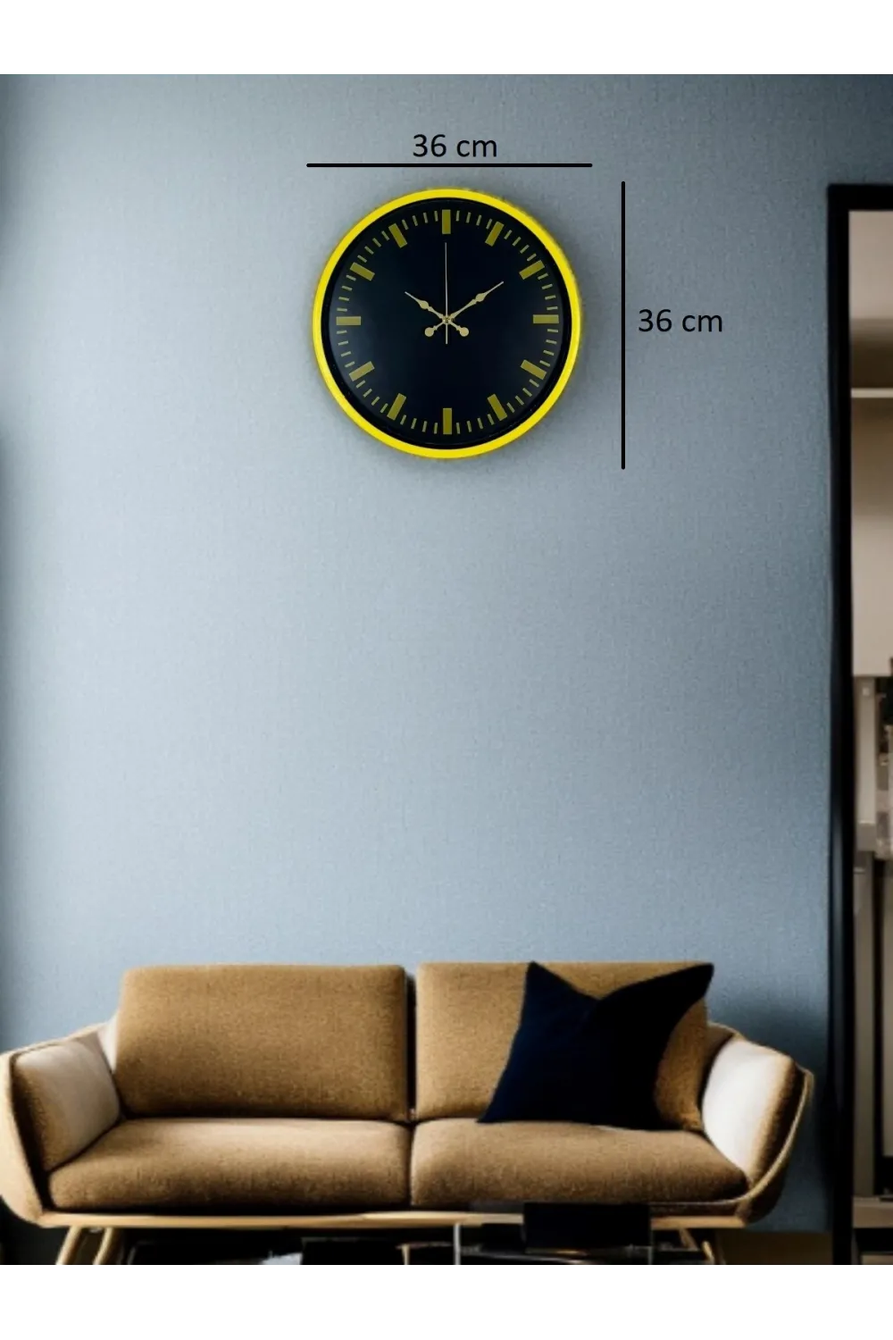 36 Cm Sarı Dekoratif Duvar Saati
