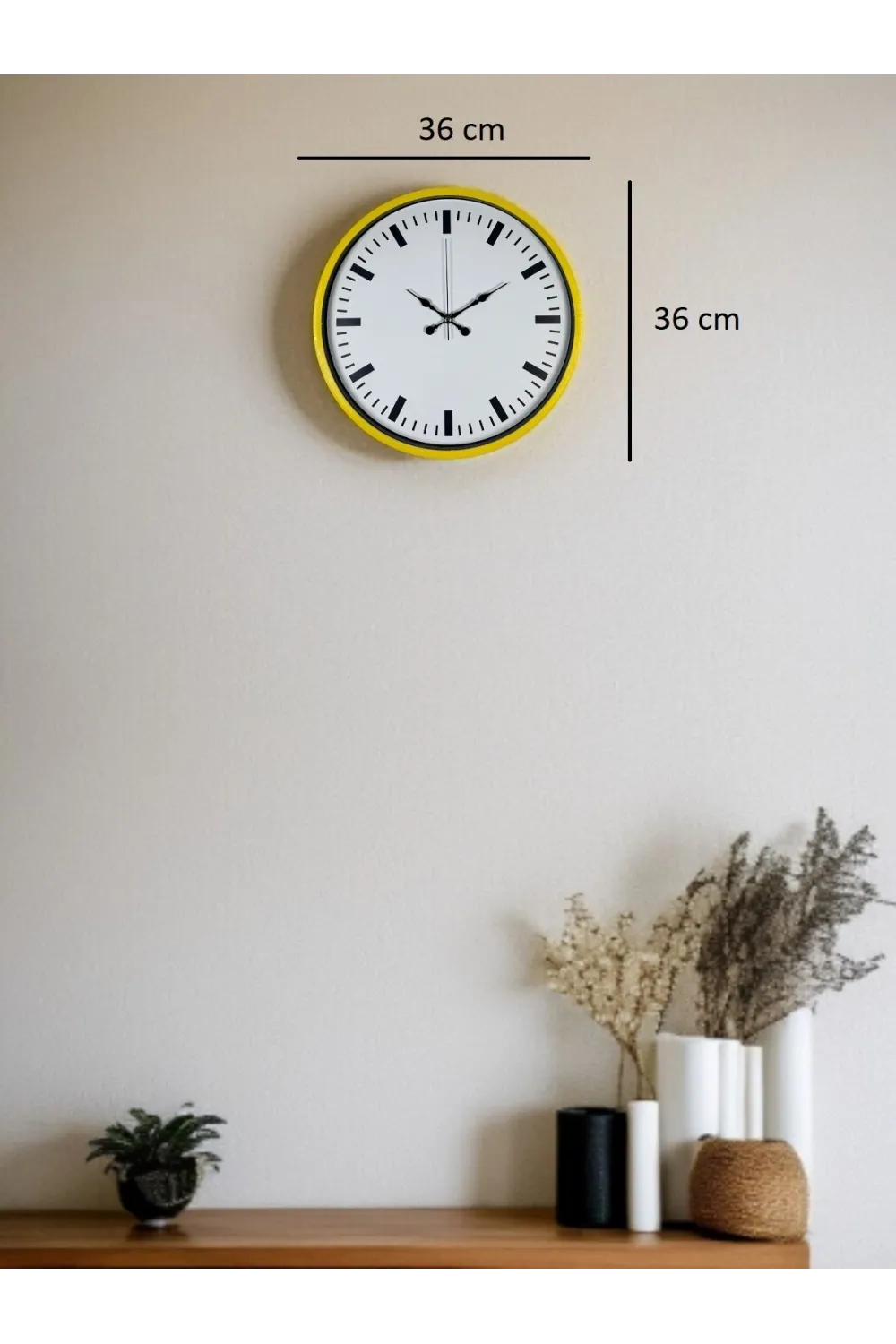 36 Cm Sarı Dekoratif Duvar Saati