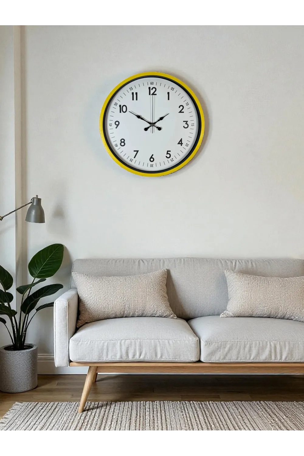 36 Cm Sarı Modern Dekoratif Duvar Saati