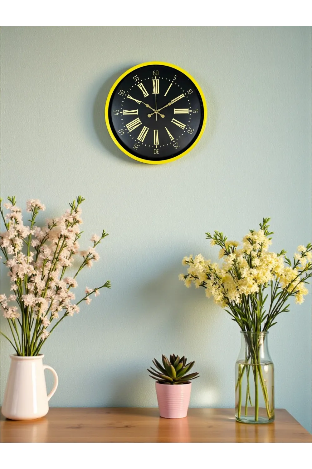 36 Cm Sarı Modern Duvar Saati