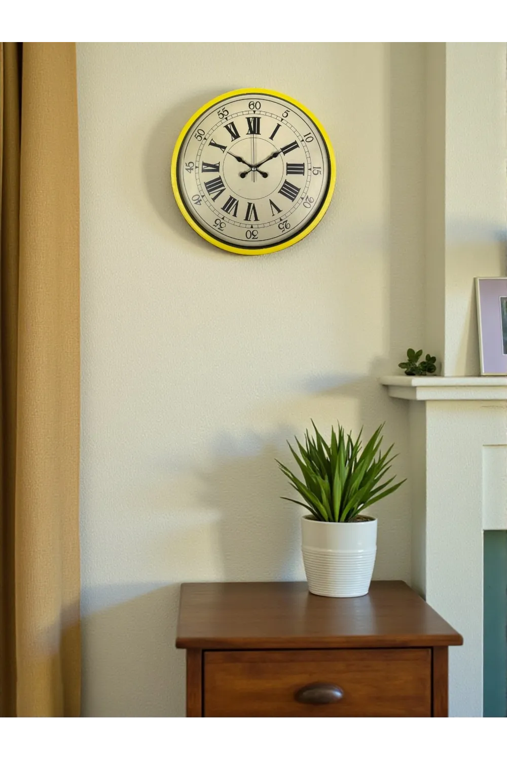 36 Cm Sarı Retro Duvar Saati