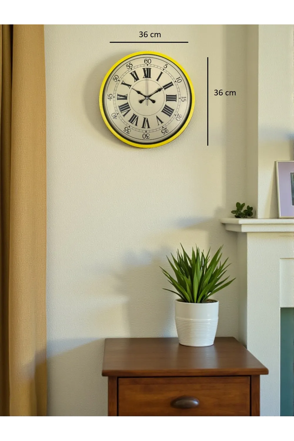 36 Cm Sarı Retro Duvar Saati