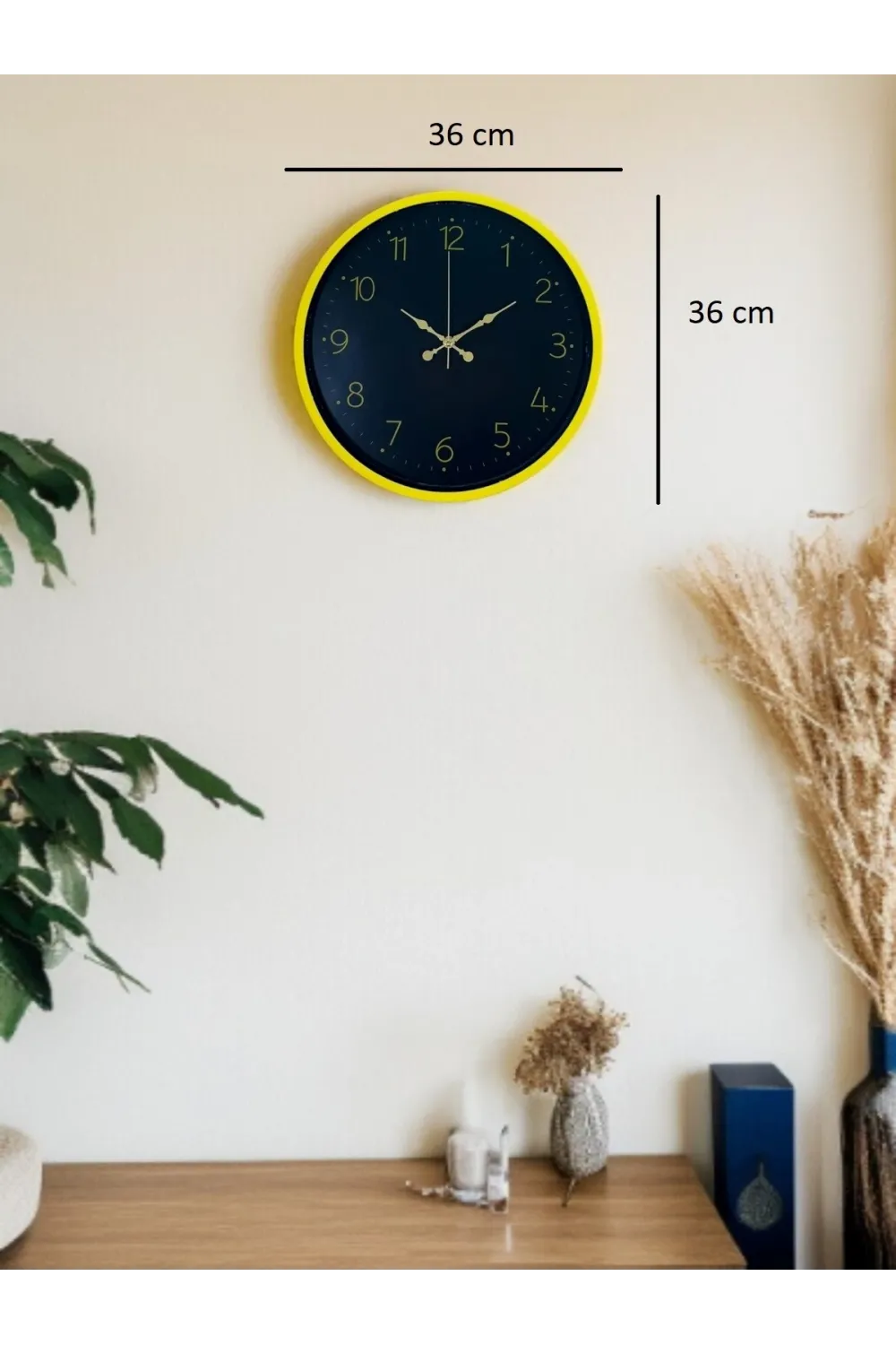 36 Cm Sarı Şık Duvar Saati