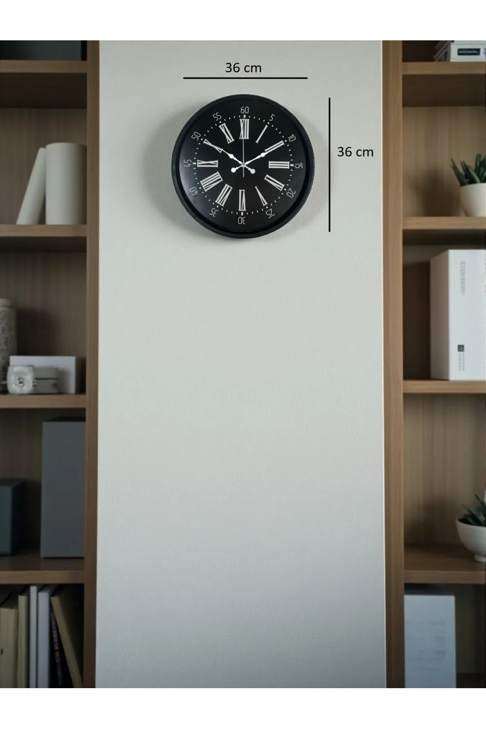 36 Cm Siyah Dekoratif Duvar Saati