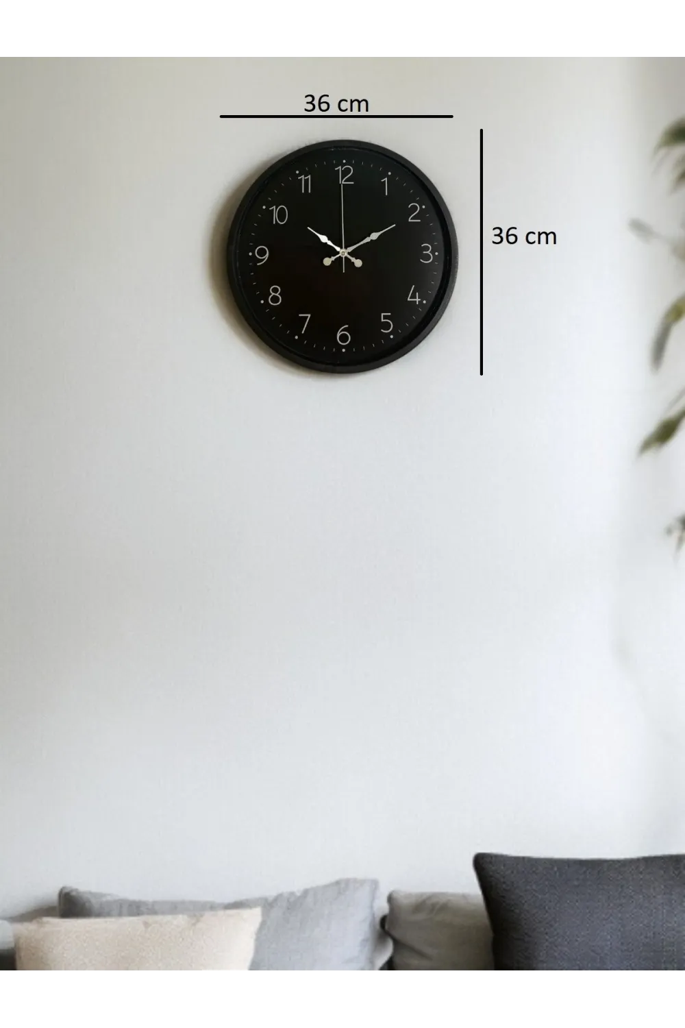 36 Cm Siyah Dekoratif Duvar Saati