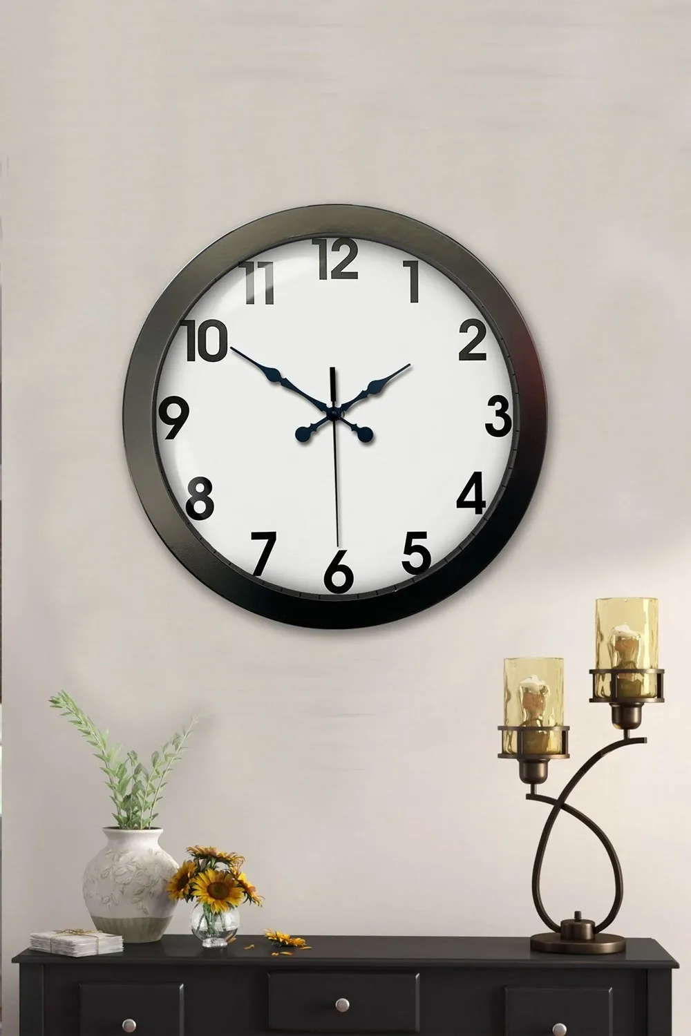 36 cm Siyah Metal Standart Duvar Saati