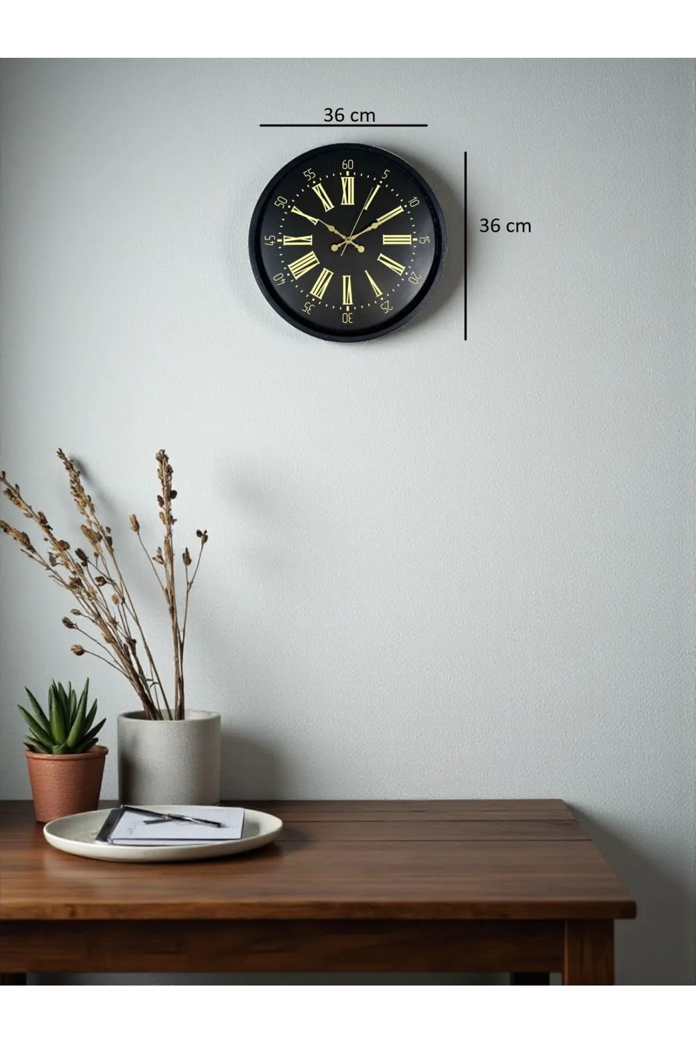 36 Cm Siyah Modern Duvar Saati
