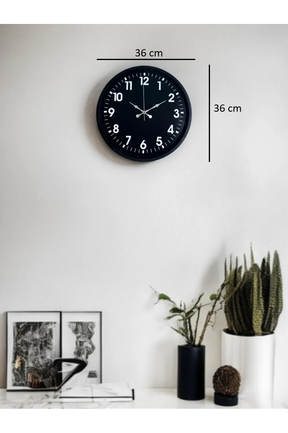 36 Cm Siyah Modern Duvar Saati