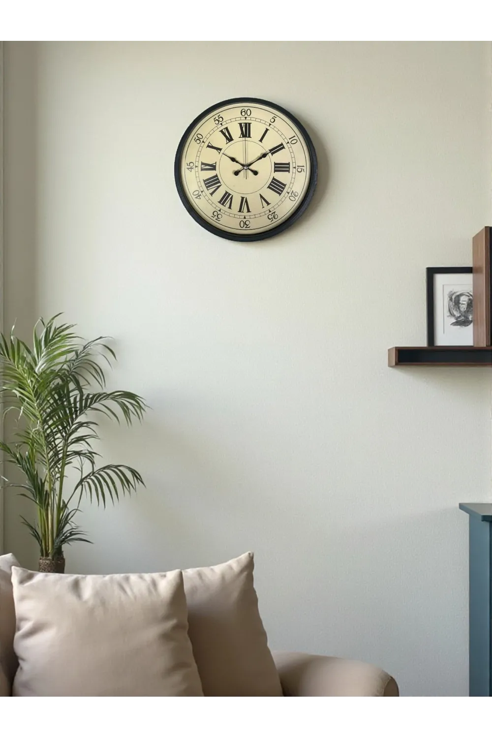 36 Cm Siyah Retro Tasarım Duvar Saati