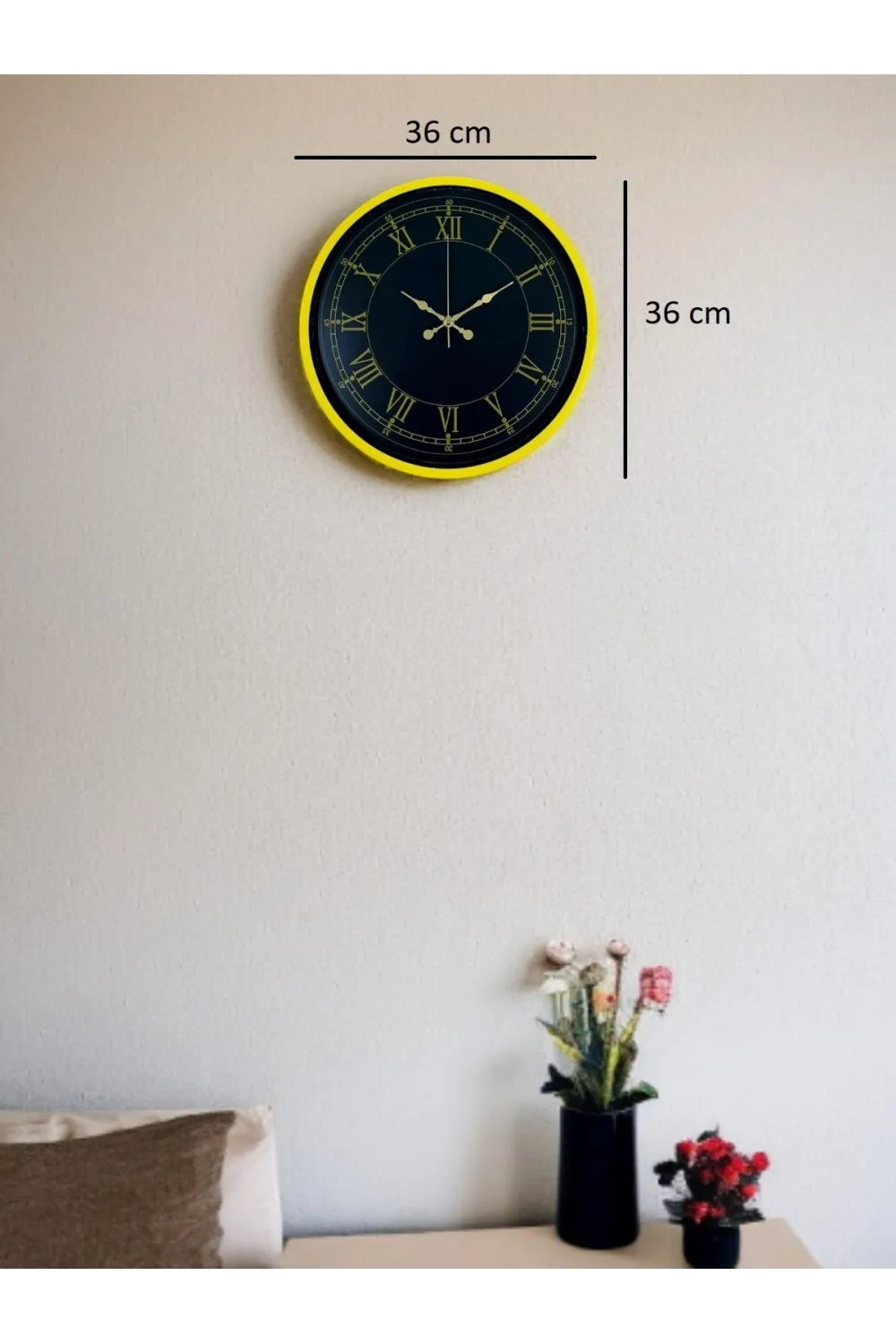 36 Cm Standart Sarı Duvar Saati