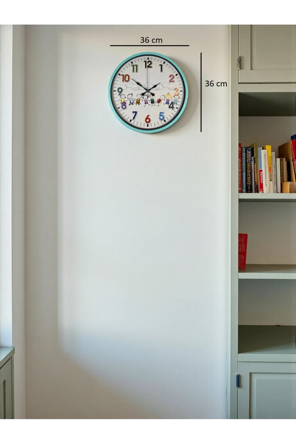 36 Cm Turkuaz Çocuk Odası Duvar Saati