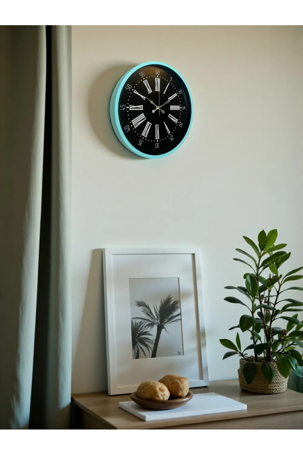 36 Cm Turkuaz Dekoratif Duvar Saati