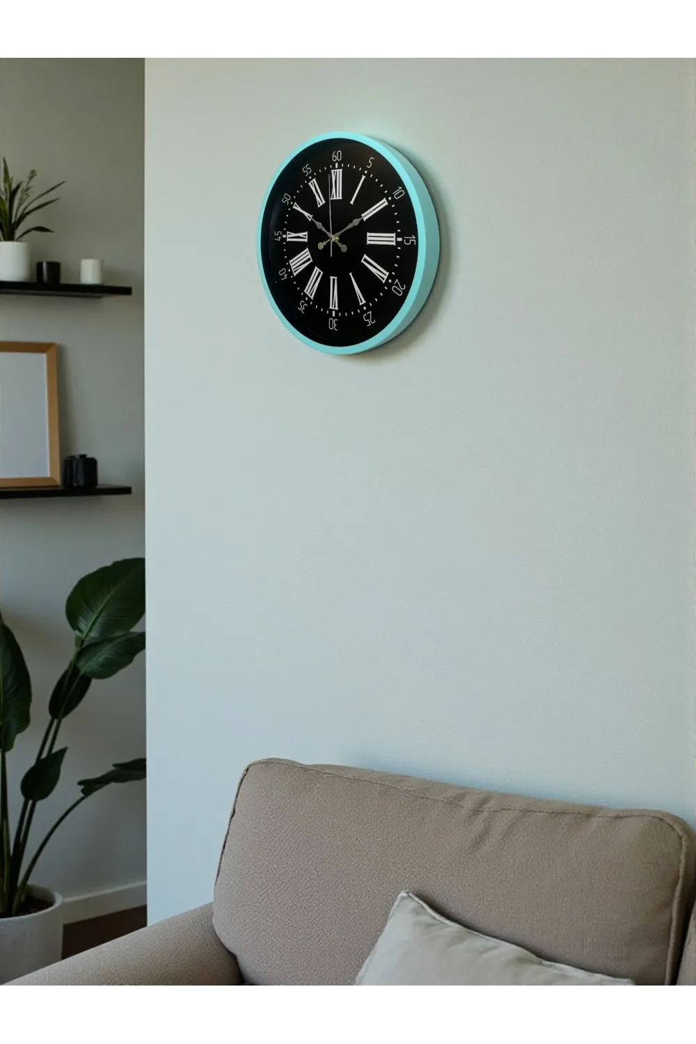 36 Cm Turkuaz Dekoratif Duvar Saati