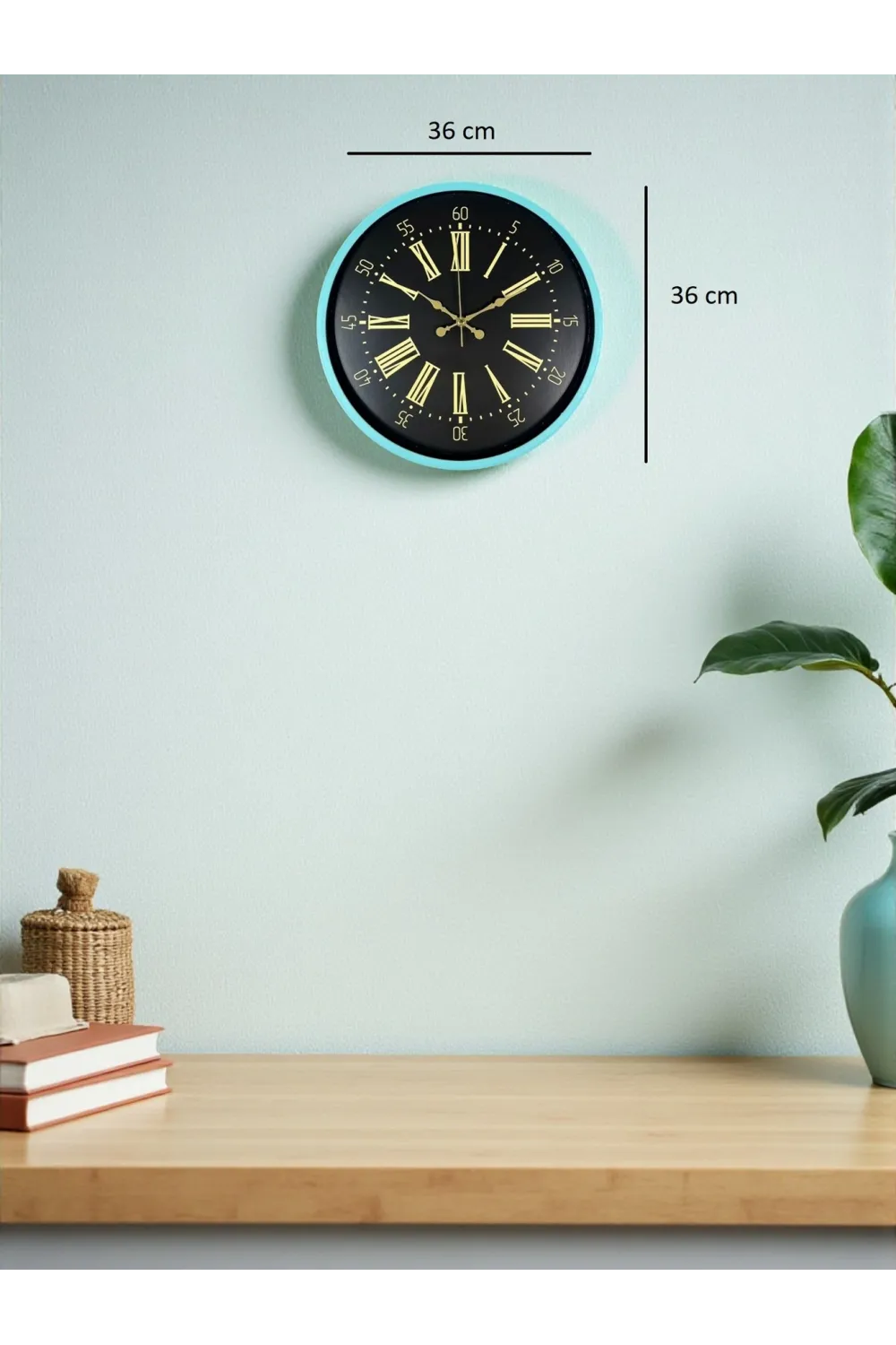 36 Cm Turkuaz Dekoratif Duvar Saati