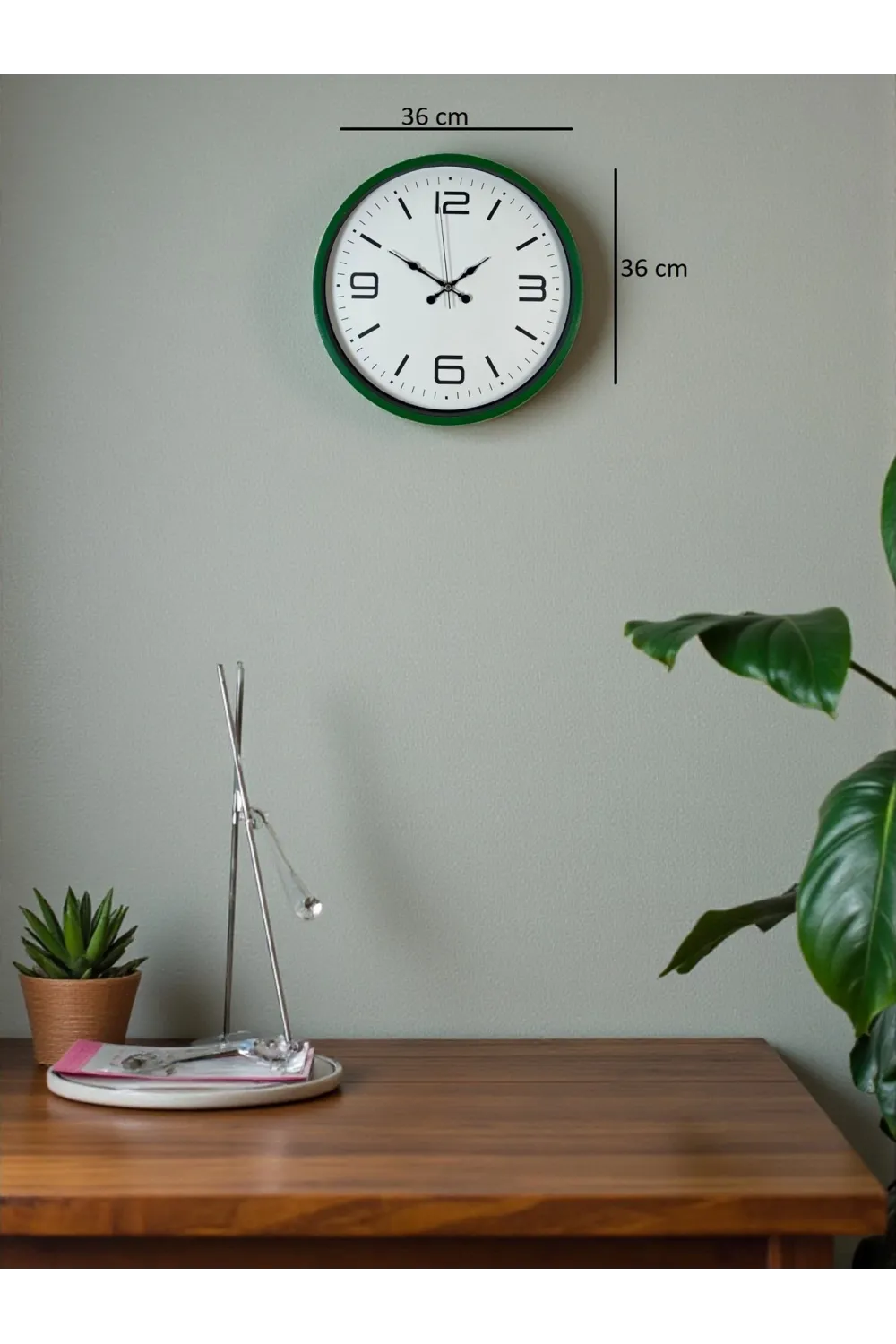 36 Cm Yeşil Modern Dekoratif Duvar Saati