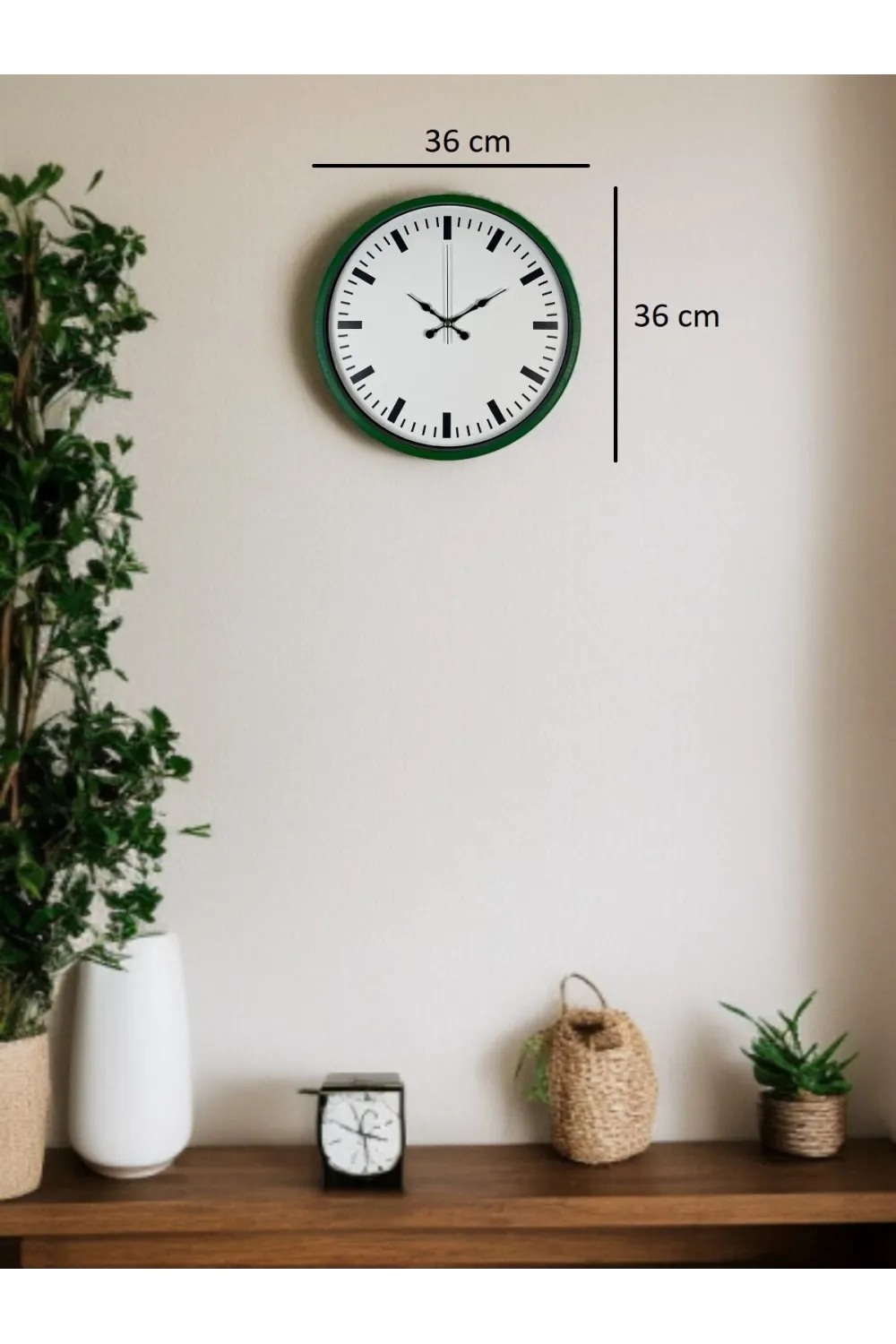 36 Cm Yeşil Sade Dekoratif Duvar Saati