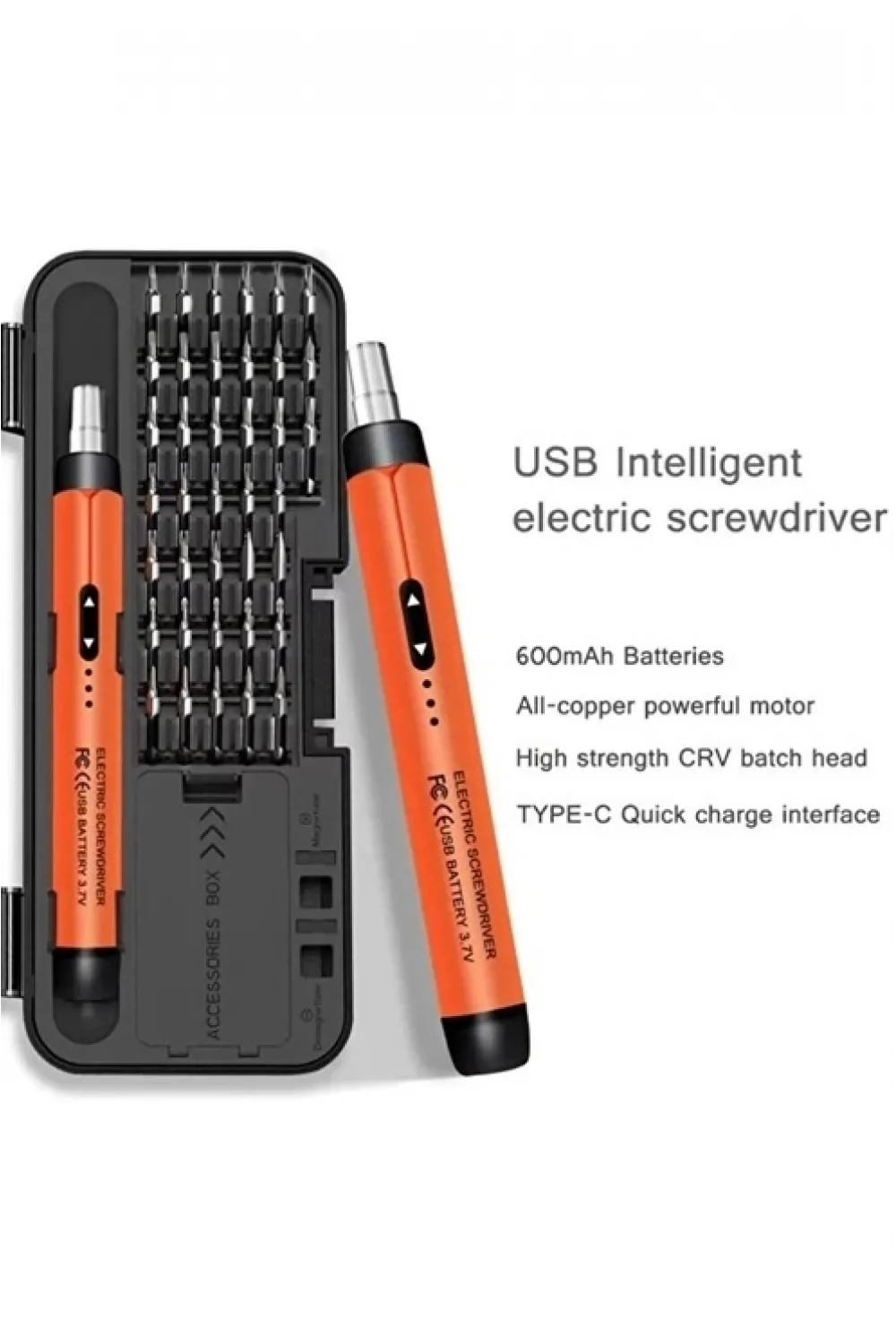 3.7v Şarjlı Mini Elektrikli Tornavida Seti 500mah Type-c Manyetik Hassas Uçlu Vida Seti 38 Parça