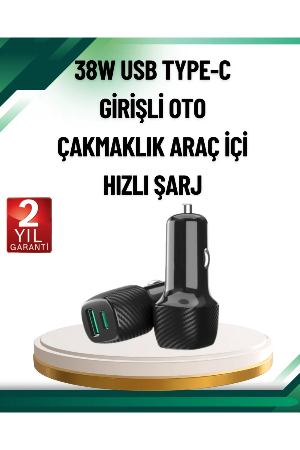 3a Güç Kapasiteli Usb & Type-c Çakmaklık Şarj Adaptörü