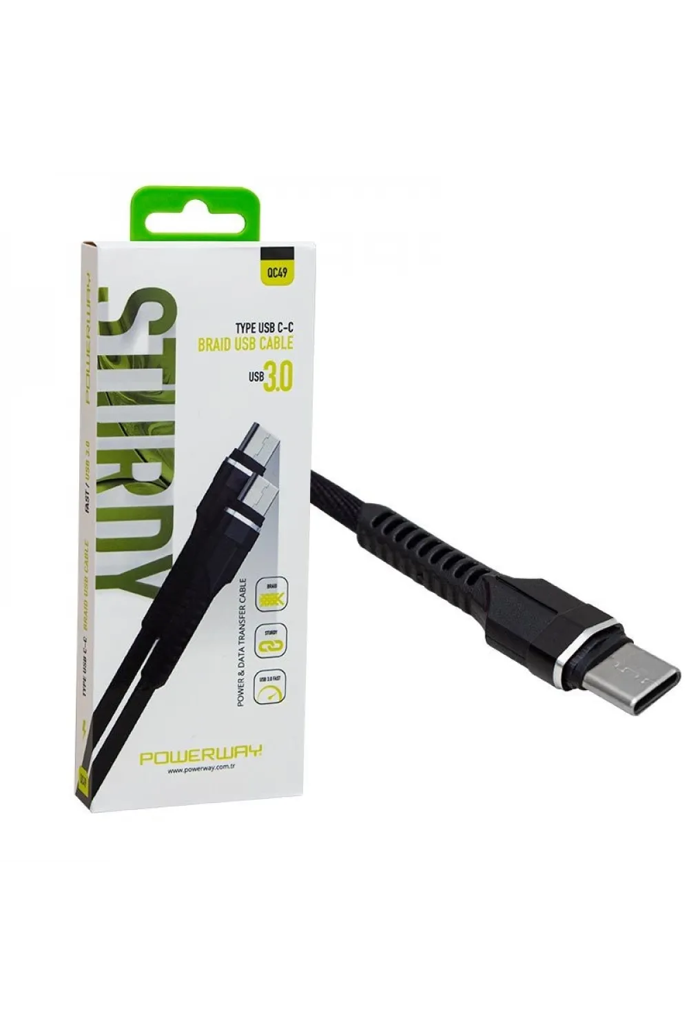 3A (TYPE USB C-C) Usb Kablosu PowerWay QC49