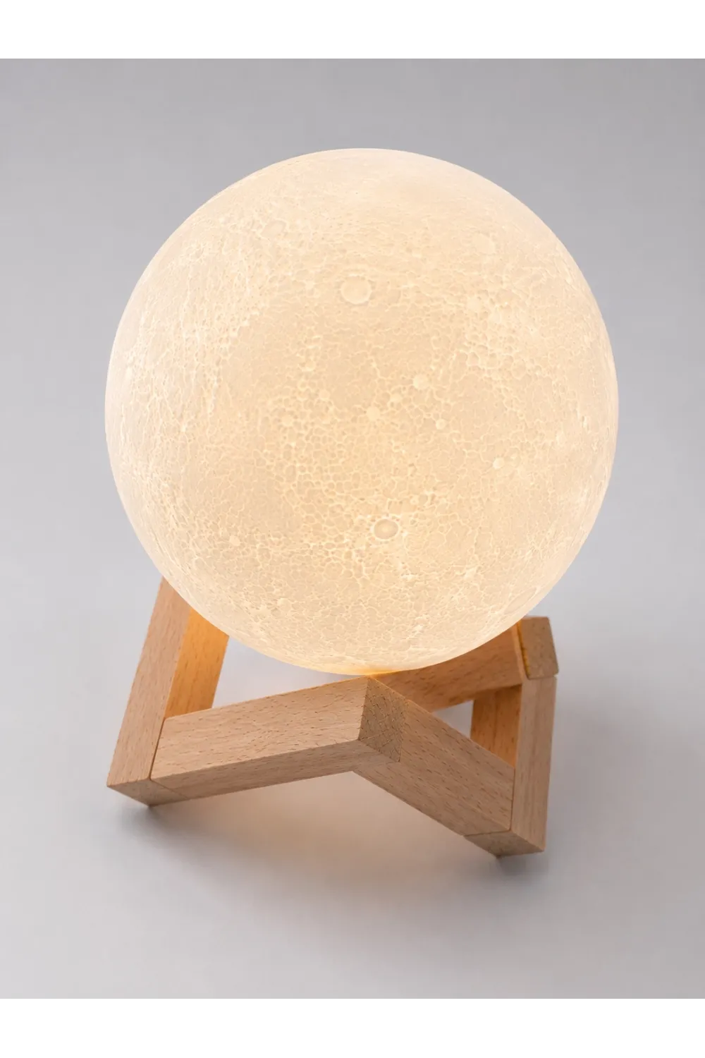 3d Ay Gece Lambası Ahşap Standlı Dekoratif Led Masa Lambası