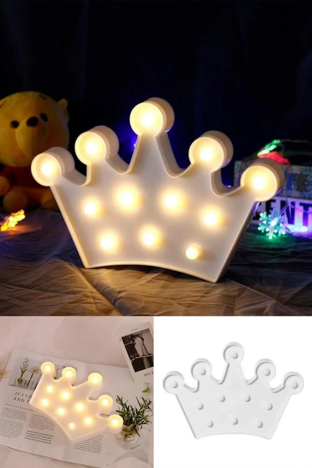 3d Dekoratif Pilli Kraliçe Tacı Model Led Masa Ve Gece Lambası