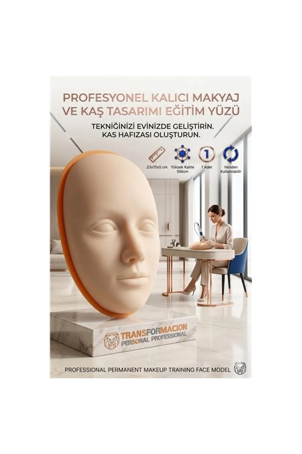 3D Kalıcı Makyaj Pratik Yüzü, Silikon Microblading Kaş Dudak Eğitim Mankeni 723165