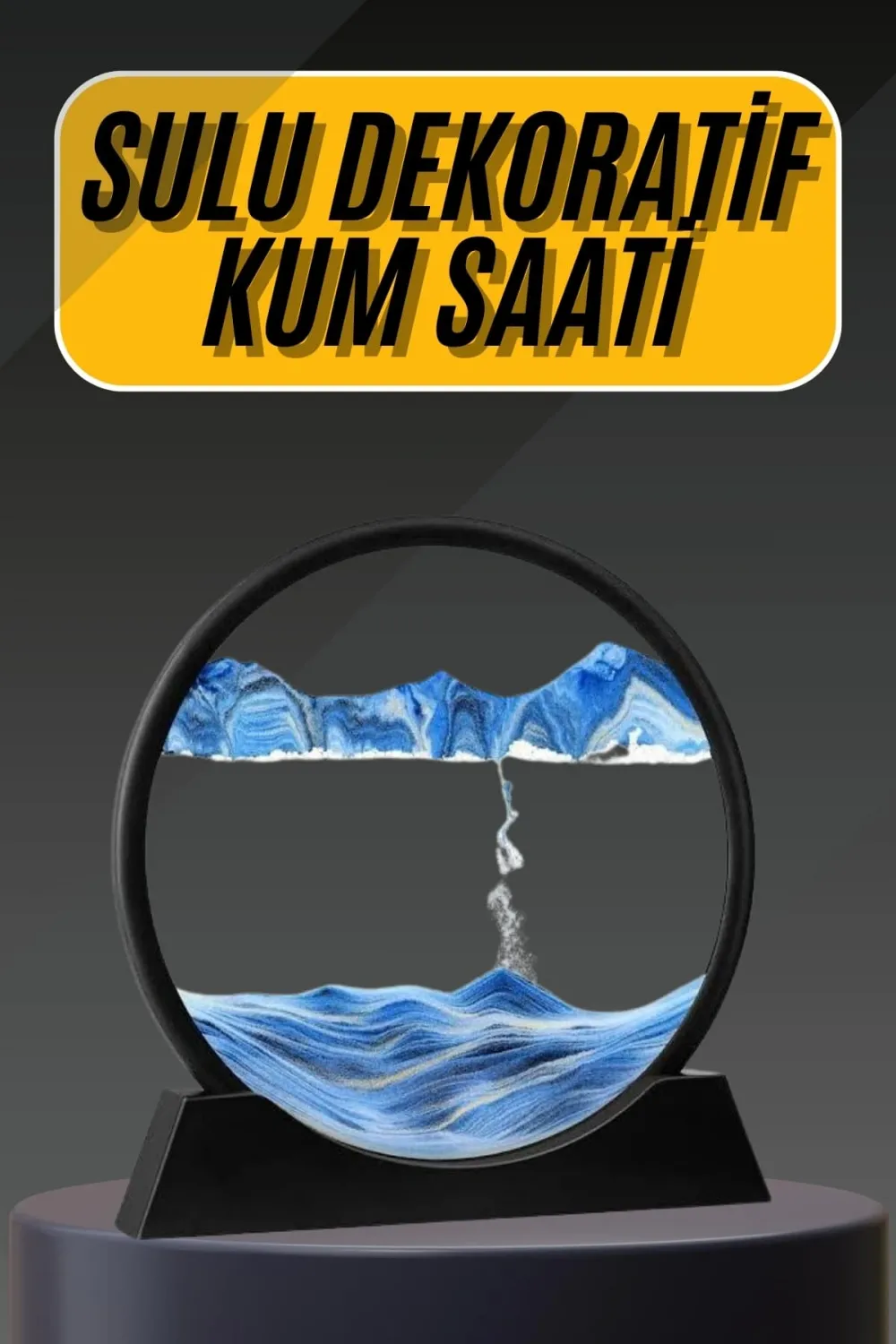 3d Led Işıklı Kum Saati Gece Lambası Hareketli Sulu Kum Saati Dekoratif