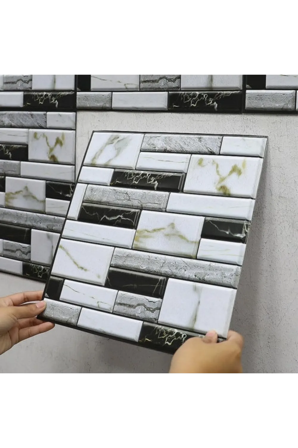 3D Mermer Görünümlü Kendinden Yapışkanlı Duvar Sticker